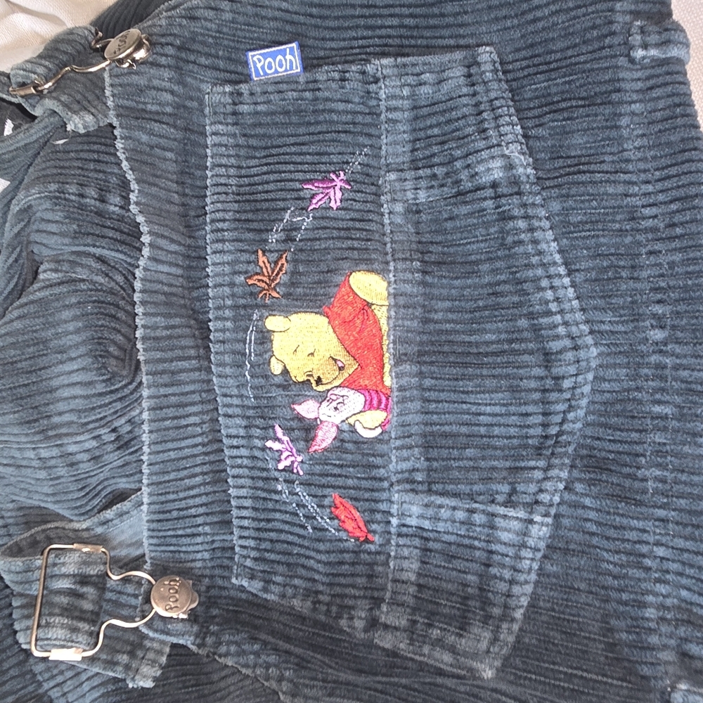 Disney Corduroy Winnie the Pooh Green Overalls with Red Accent - Picture 14 of 16